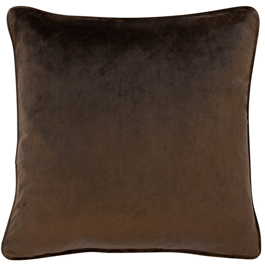 PIPED VELVET CUSHION CHOCOLATE 43 X 43