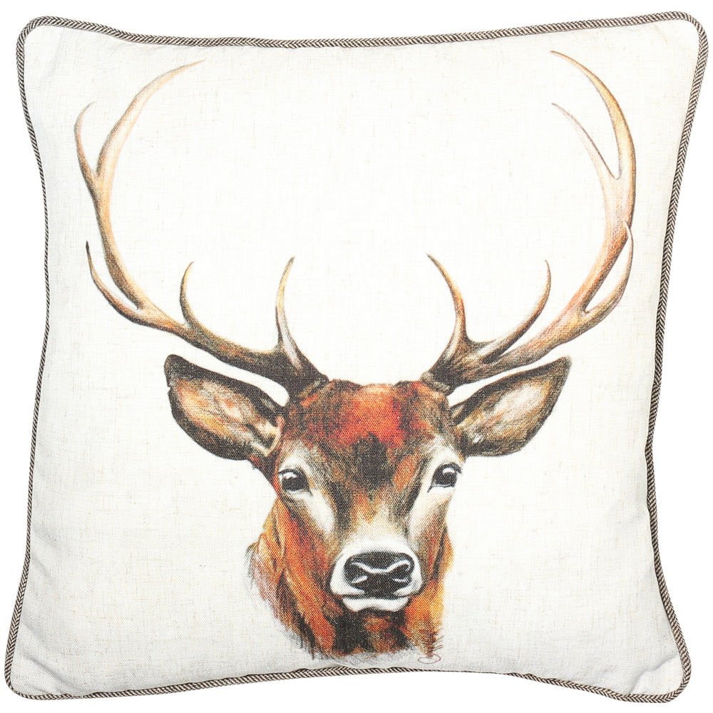 Hand Painted Stag on Faux Linen 45x45