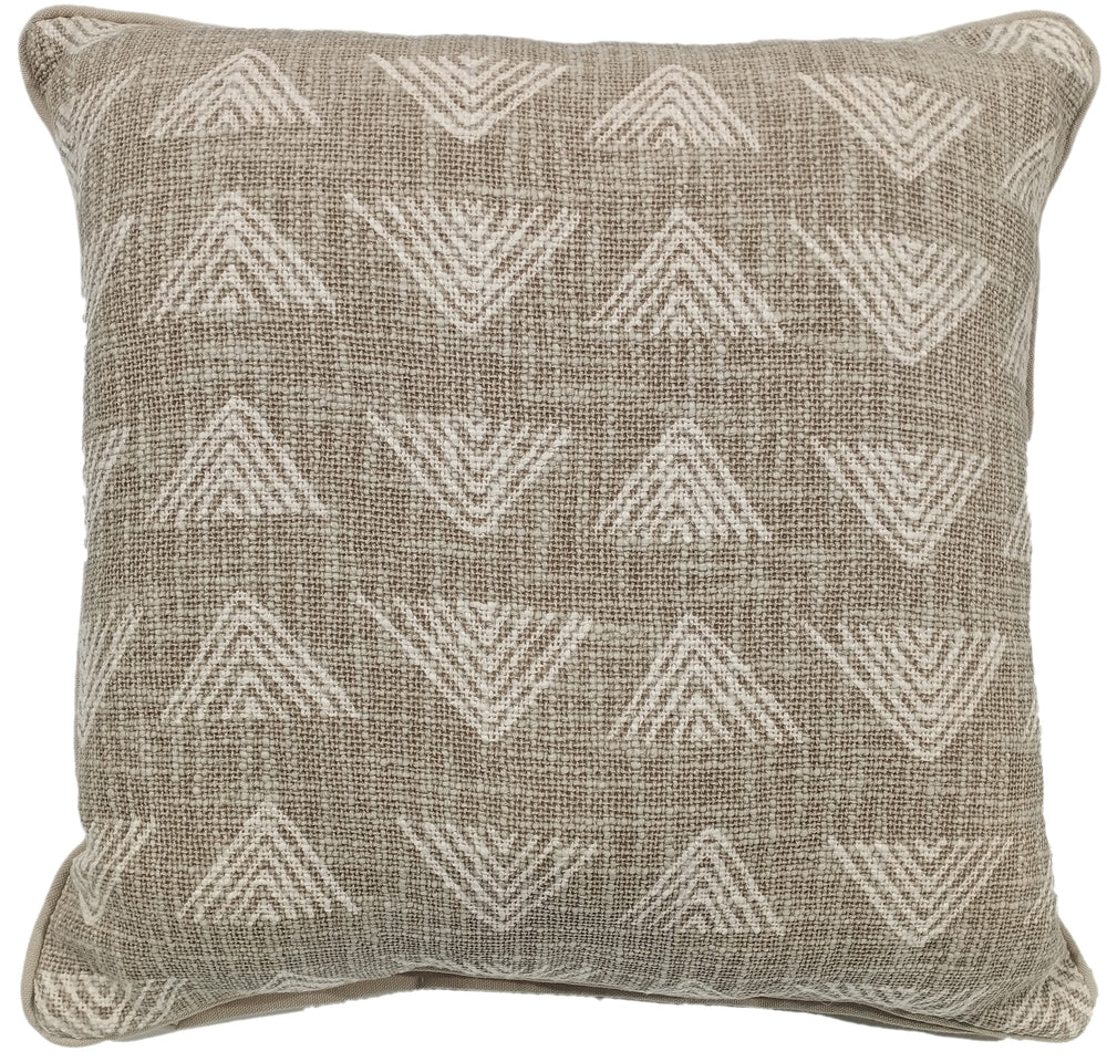 Triangle Print on Loose Weave Taupe 45x45