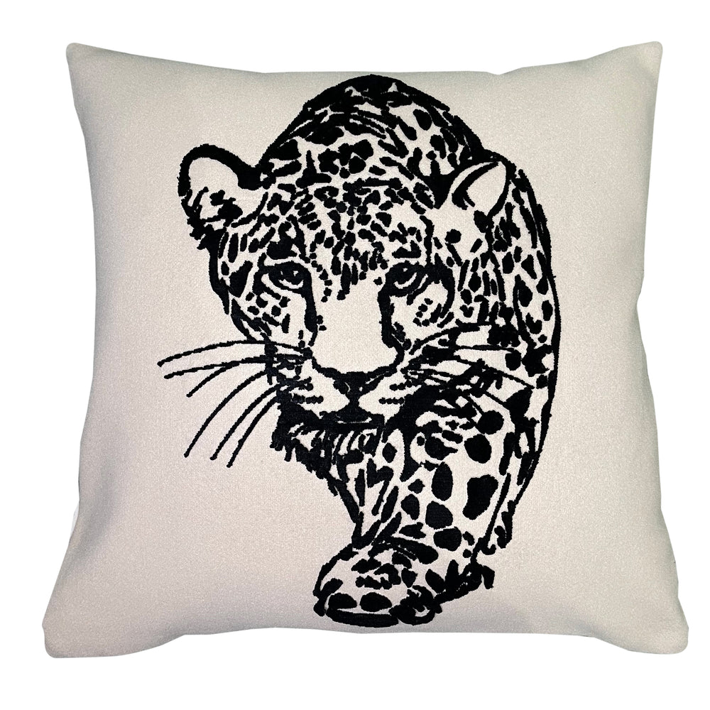 Emb Black Leopard on Cream Felt 45x45