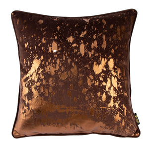 Bronze Foil Splash Cushion on Choc 45x45