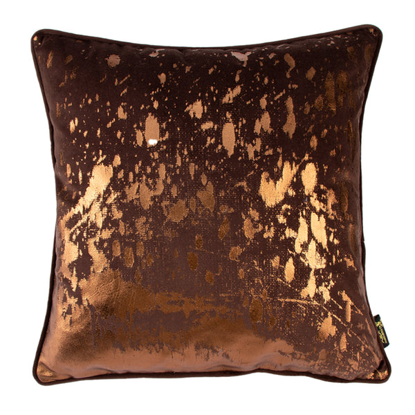 Bronze Foil Splash Cushion on Choc 45x45