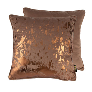 Bronze Foil Splash Cushion on Taupe 45x45