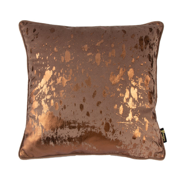 Bronze Foil Splash Cushion on Taupe 45x45