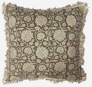 Block Printed Cushion Natural 45x45cms