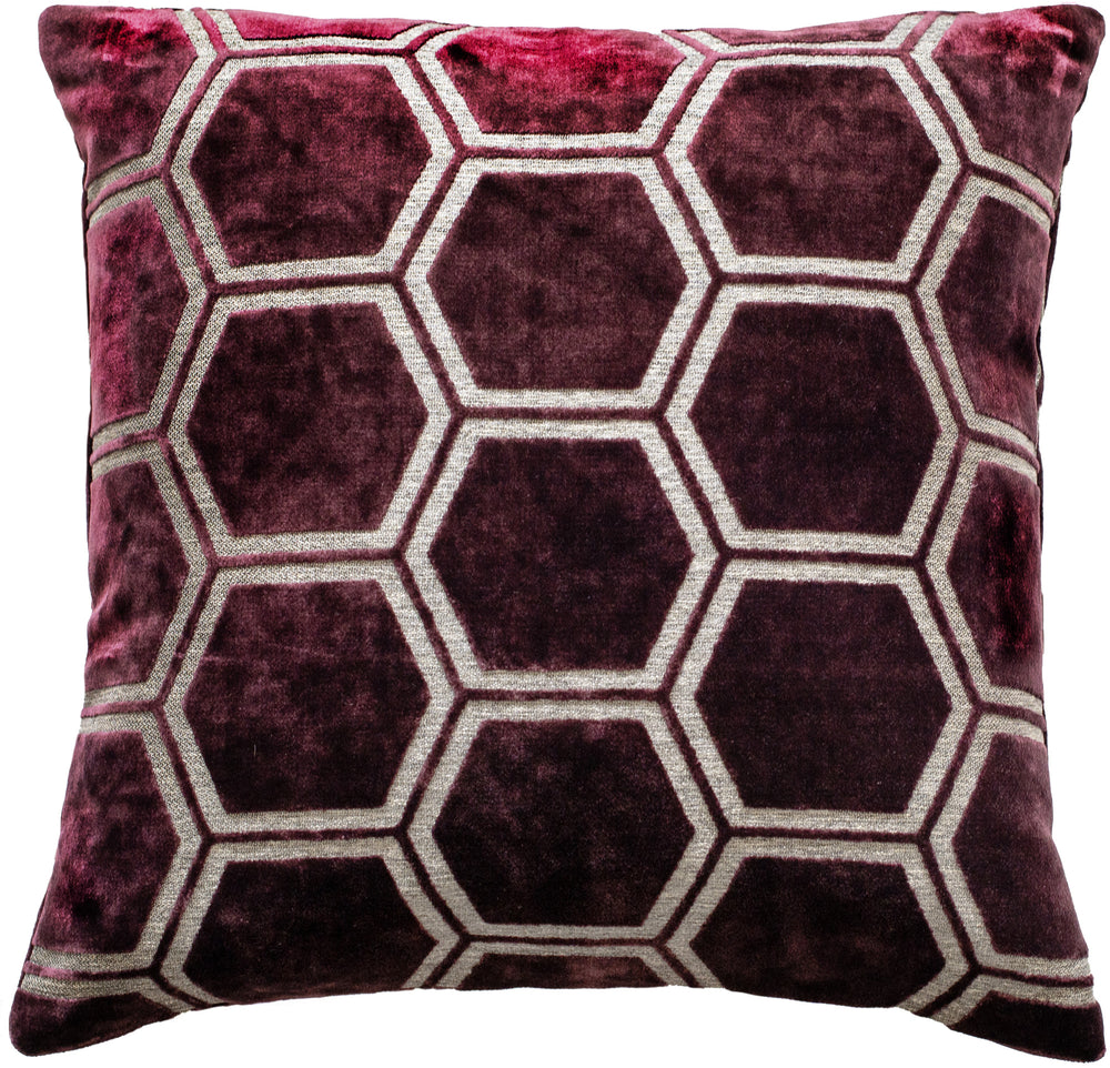 Large Hexagon Cut Velvet Aubergine 43x43