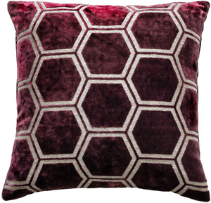 Large Hexagon Cut Velvet Aubergine 43x43