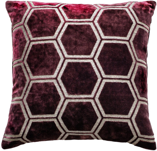 LARGE HEXAGON CUT VELVET AUBERGINE 43 X 43