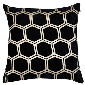 Large Hexagon Cut Velvet Black 43x43