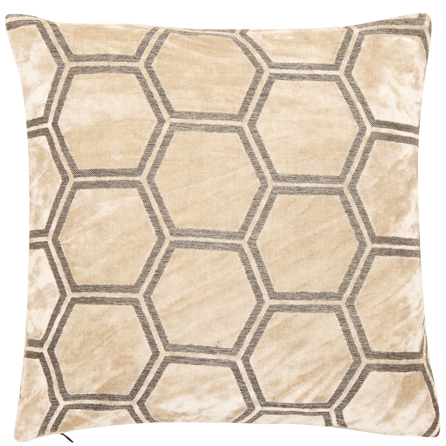 LARGE HEXAGON CUT VELVET 43 X 43 CREAM