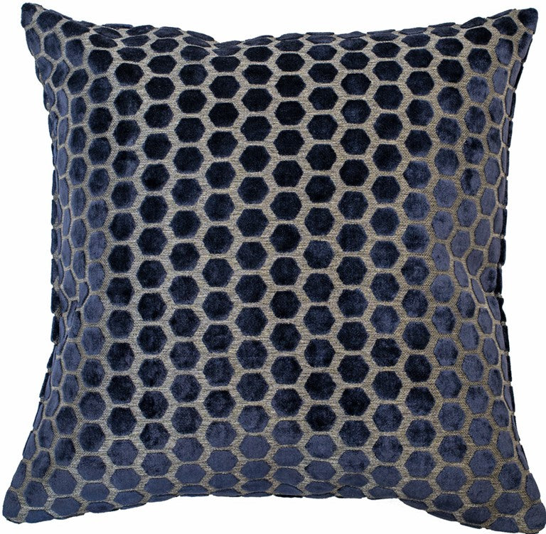 Small Hex Cut Velvet Navy 43x43