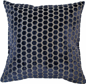 Small Hex Cut Velvet Navy 43x43