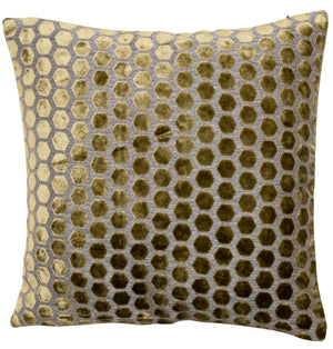 Small Hex Cut Velvet Olive Green 43x43