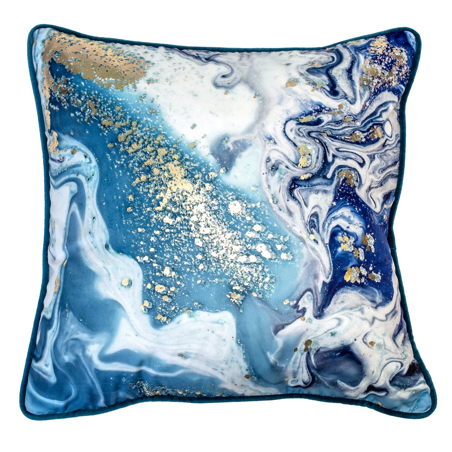 OCEAN PRINT WITH GOLD FOIL 45 X 45