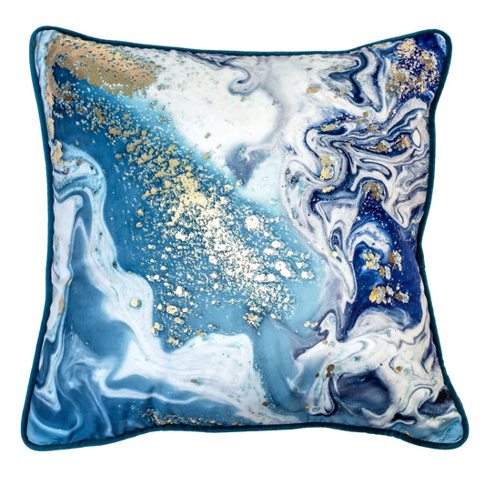 OCEAN PRINT WITH GOLD FOIL 45 X 45