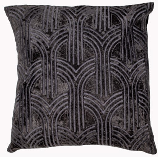 VELVET ART DECO ARBLES  EMB  BLACK 45 X 45