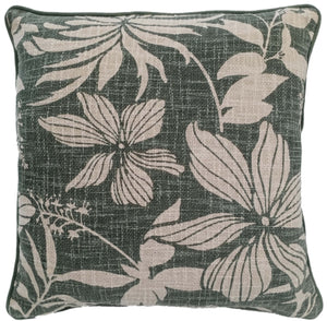 Floral Print on Loose Weave Green 45x45