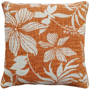 Floral Print on Loose Weave Orange 45x45