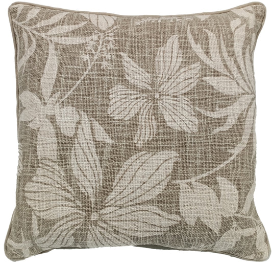 FLORAL PRINT ON LOOSE WEAVE TAUPE  45 X 45