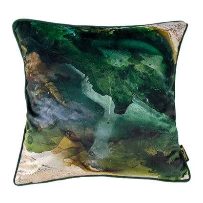 PRINTED CUSHION GREEN SPILT PAINT 45 X 45