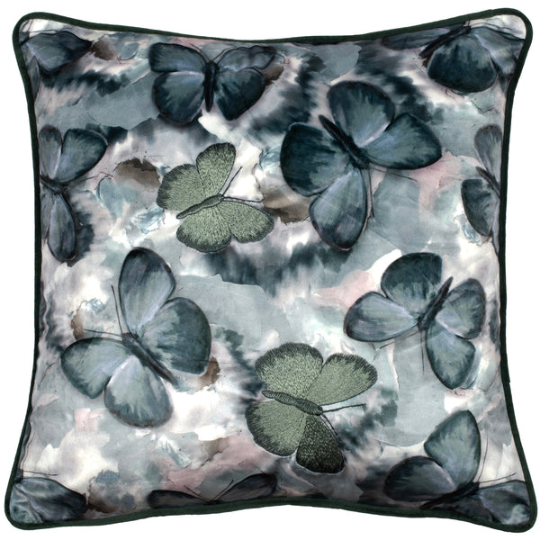 Printed Butterfly Cushion on Velvet with Emb and Piped 45x45