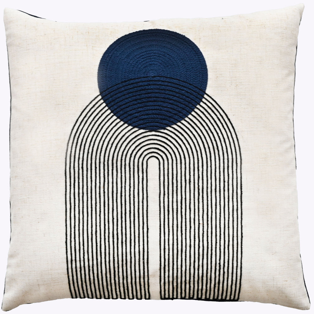 Art Deco Design with Chain Crewel Stitch Navy 45x45