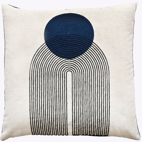 Art Deco Design with Chain Crewel Stitch Navy 45x45