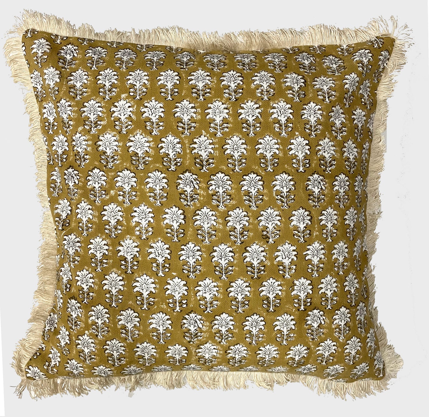 SARIKA PRINTED CUSHION  IN SWAMP GREEN 45X45CMS