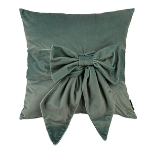 Velv Cushion with Bow Sage 45x45