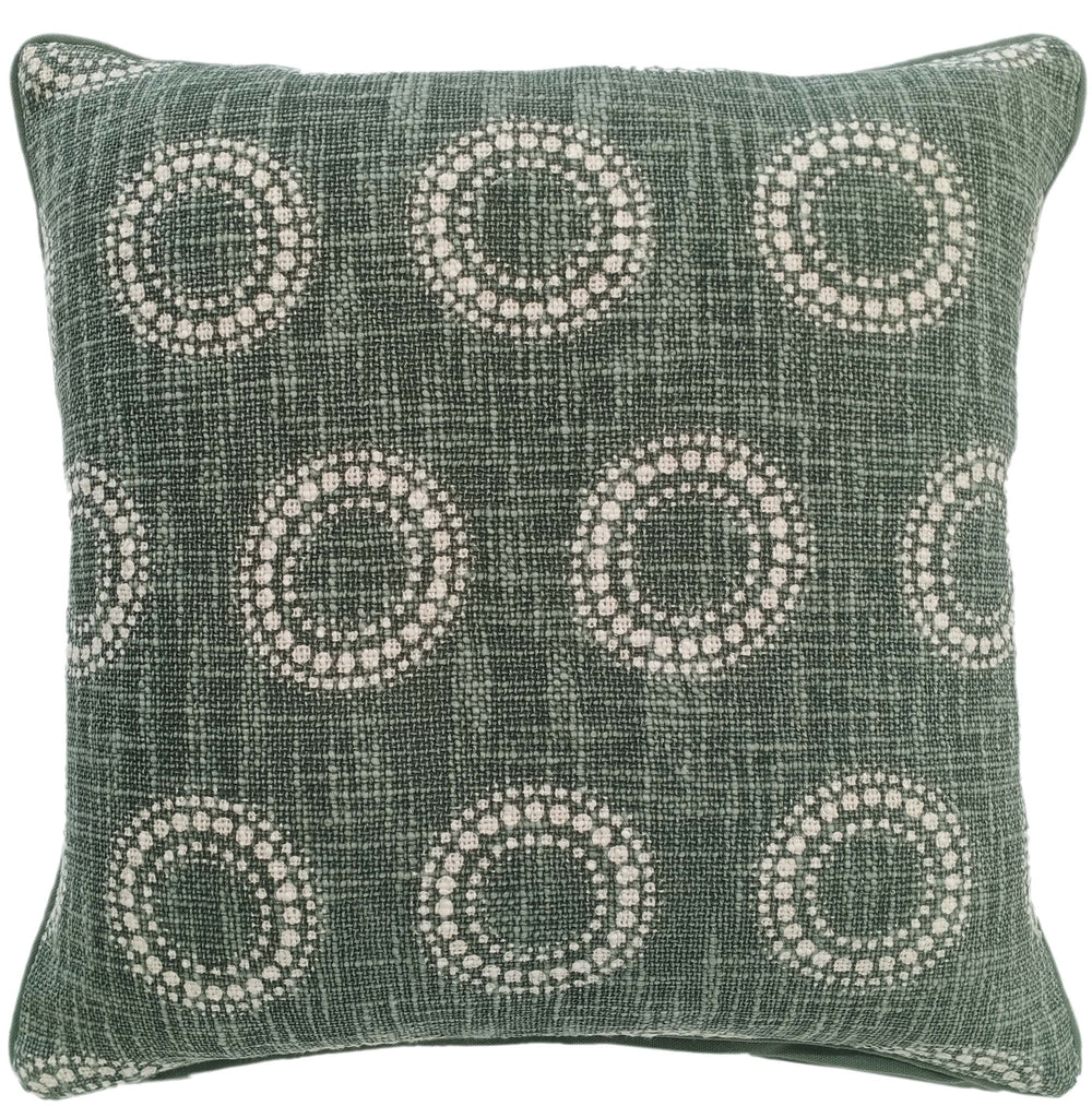 Circular Dot Print on Loose Weave Green 45x45