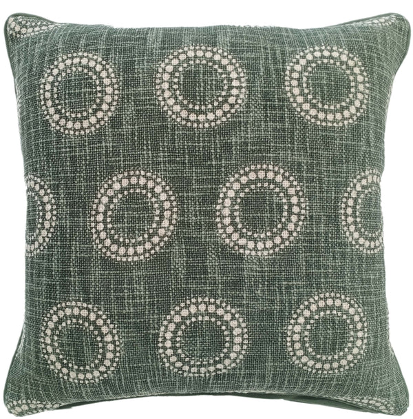 Circular Dot Print on Loose Weave Green 45x45
