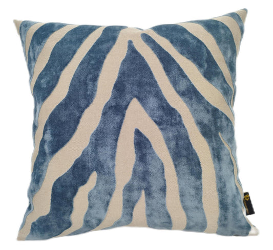 ZEBRA CUT VELVET PAUL MONEYPENNY BLUE 43 X 43