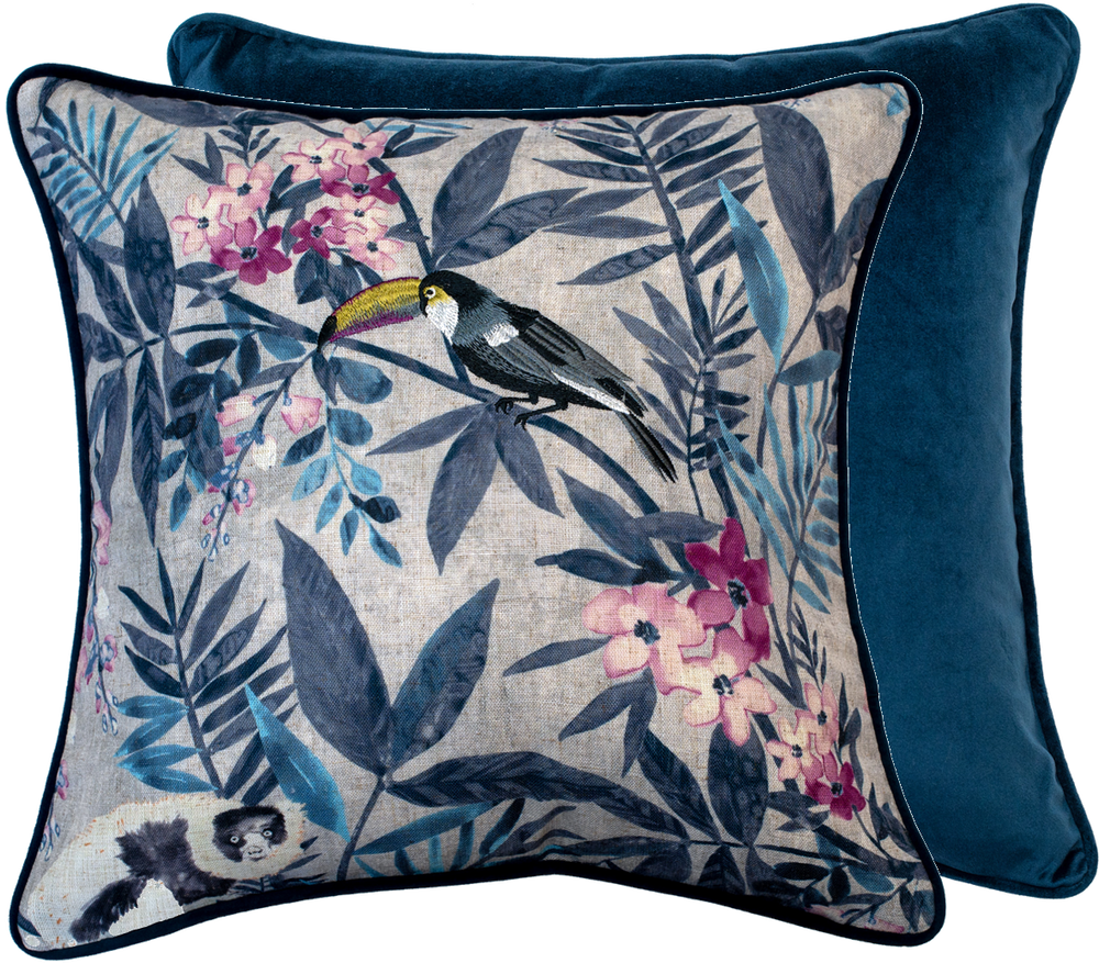 Pretty Toucan Emb Print in Blues 45x45