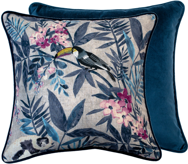 Pretty Toucan Emb Print in Blues 45x45