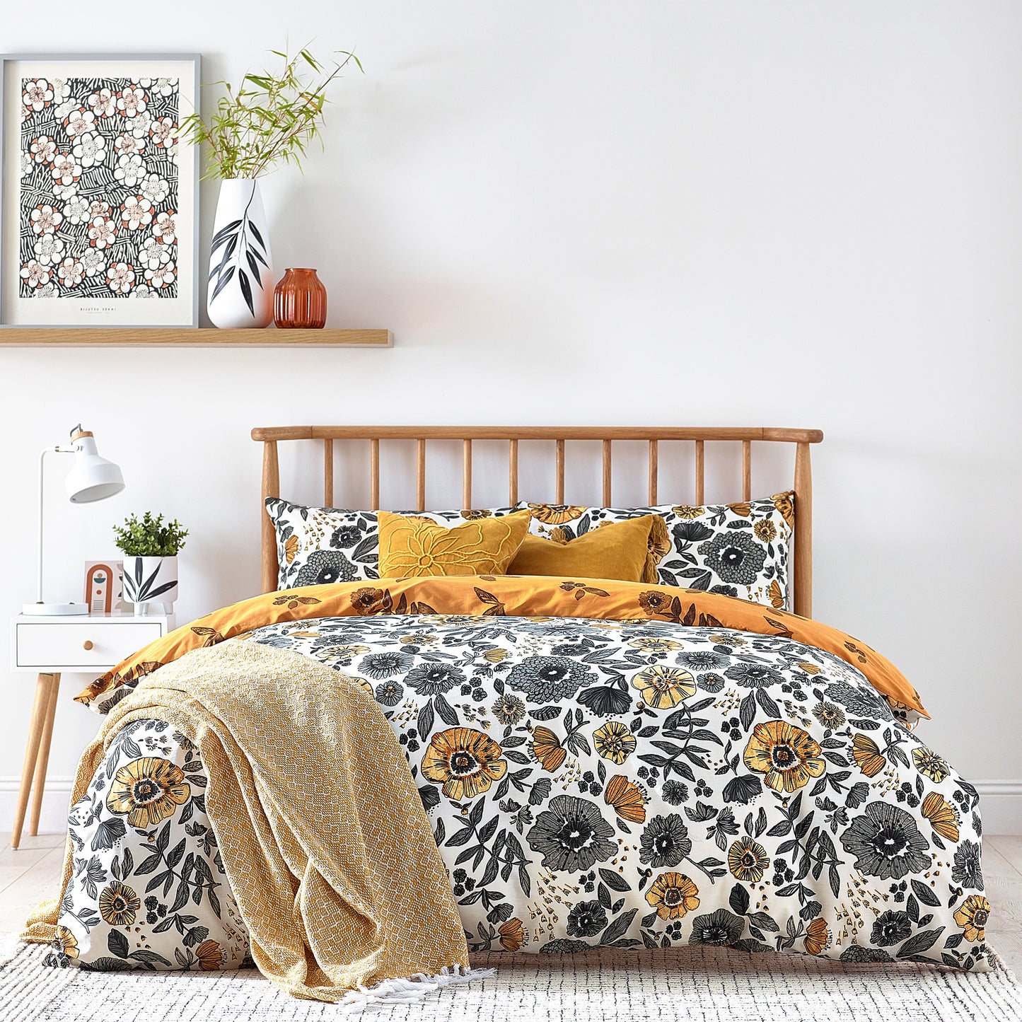 SCANDI POPPY SINGLE DUVET SET MUSTARD
