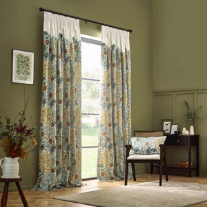 Seaweed 117x137 Pencil Pleat Curtains Stone/sunflower - view 3