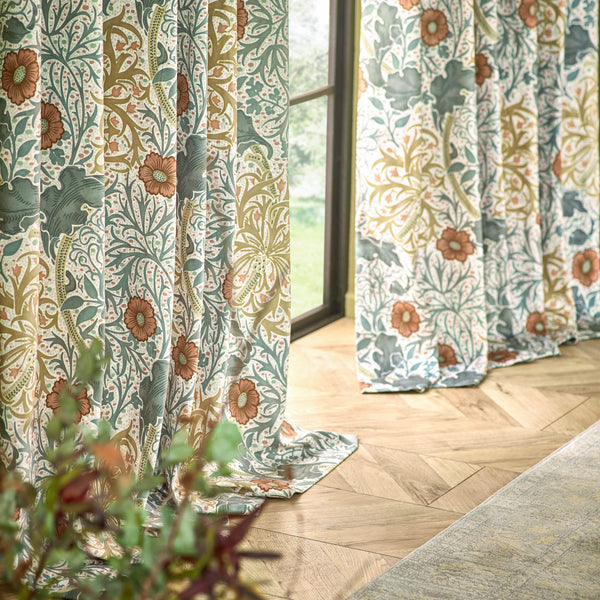 Seaweed 117x137 Pencil Pleat Curtains Stone/sunflower - view 6