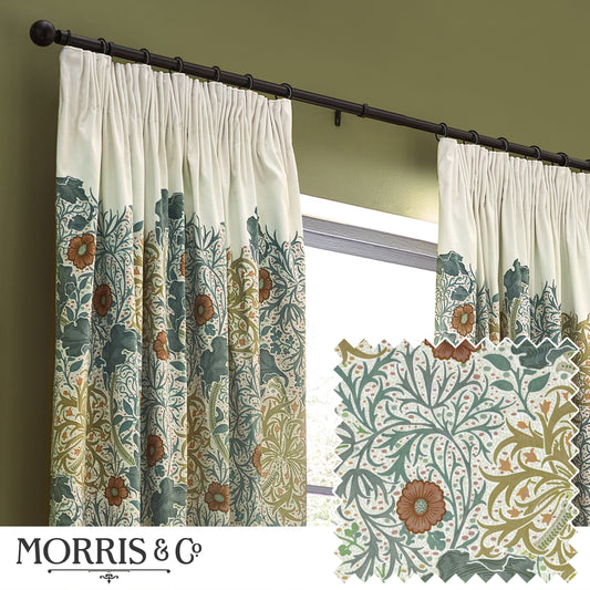 SEAWEED 167X137 PENCIL PLEAT CURTAINS STONE/SUNFLOWER