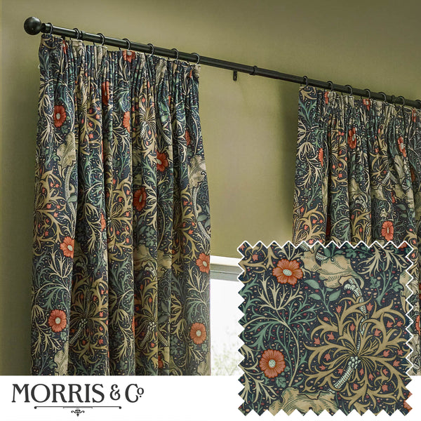 Seaweed 228x137 Pencil Pleat Curtains Indigo - view 2