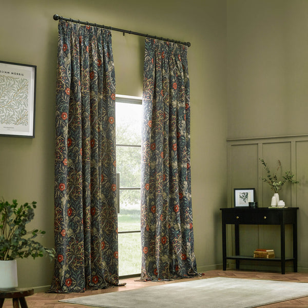 Seaweed 228x182 Pencil Pleat Curtains Indigo - view 8