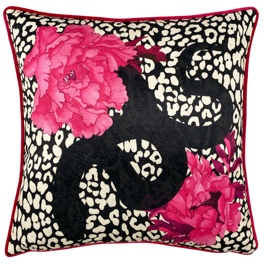SERPENTINE 43X43 FEATHER FILLED CUSHION BLACK/RUBY