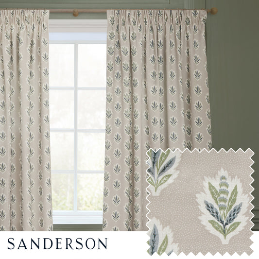 SESSILE LEAF 117X137 PENCIL PLEAT CURTAINS FLAX