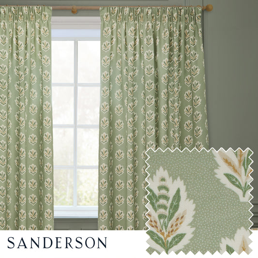 SESSILE LEAF 117X137 PENCIL PLEAT CURTAINS SAGE