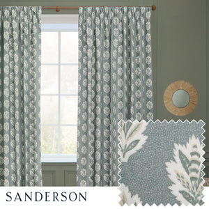 Sessile Leaf 167x182 Pencil Pleat Curtains Delph Blue - view 2