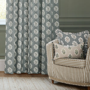 Sessile Leaf 167x182 Pencil Pleat Curtains Delph Blue - view 5