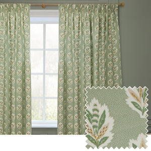 Sessile Leaf 167x228 Pencil Pleat Curtains Sage - view 2