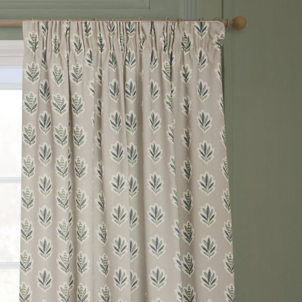 Sessile Leaf 228x137 Pencil Pleat Curtains Flax - view 4
