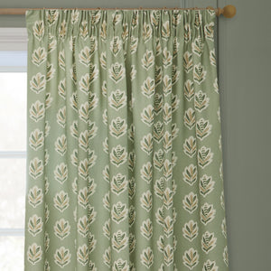 Sessile Leaf 228x137 Pencil Pleat Curtains Sage - view 4