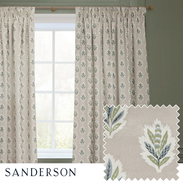 Sessile Leaf 228x182 Pencil Pleat Curtains Flax - view 2