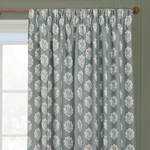 Sessile Leaf 228x228 Pencil Pleat Curtains Delph Blue - view 4